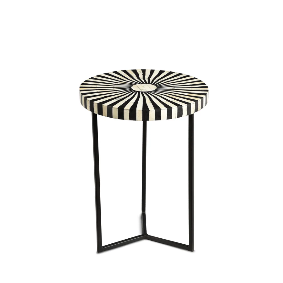 Bijzettafeltje Bone-inlay zwart/wit
