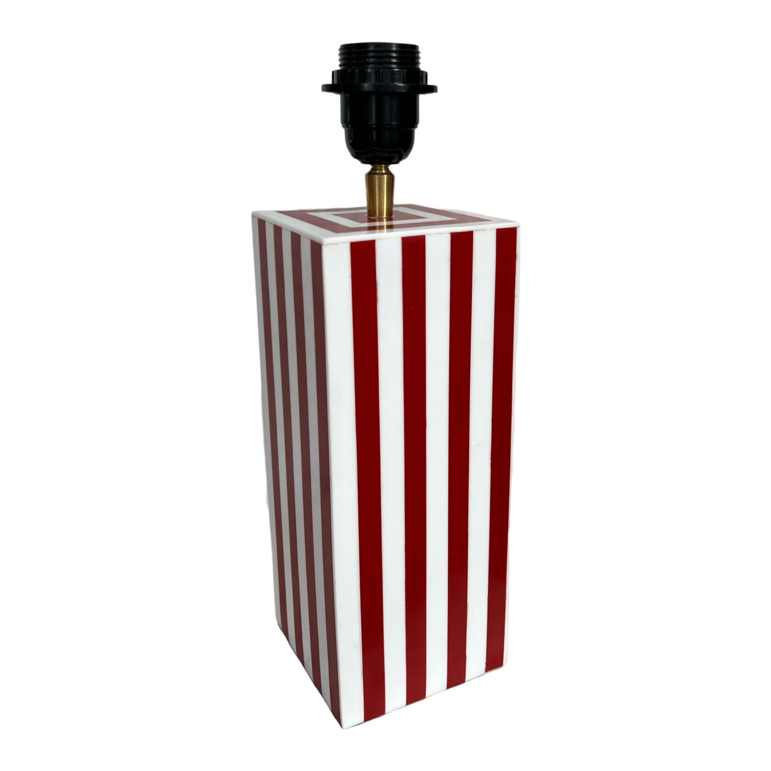 Lampenvoet wit/bordeaux rood gestreept Lampenvoet wit/bordeaux rood gestreept