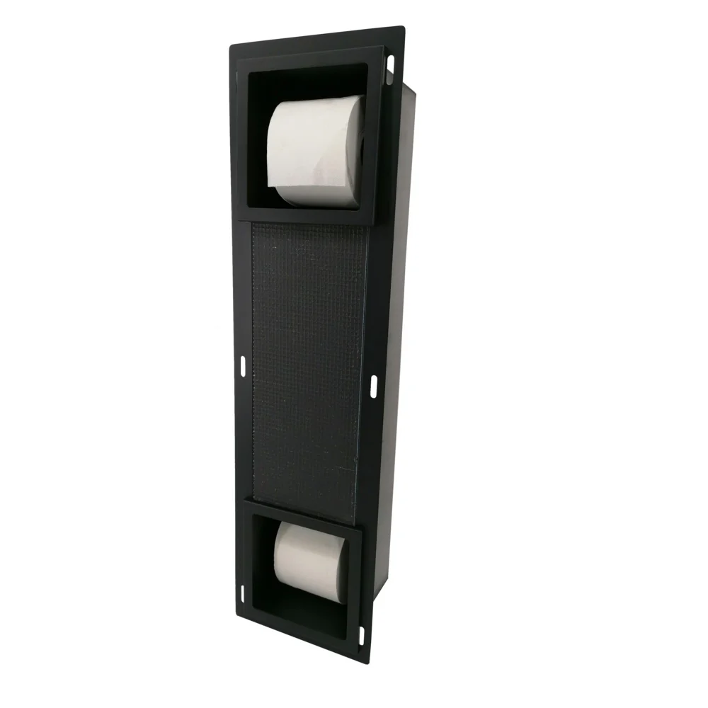 Inbouw toiletrol- & reservehouder RVS mat zwart by L’Aqua®