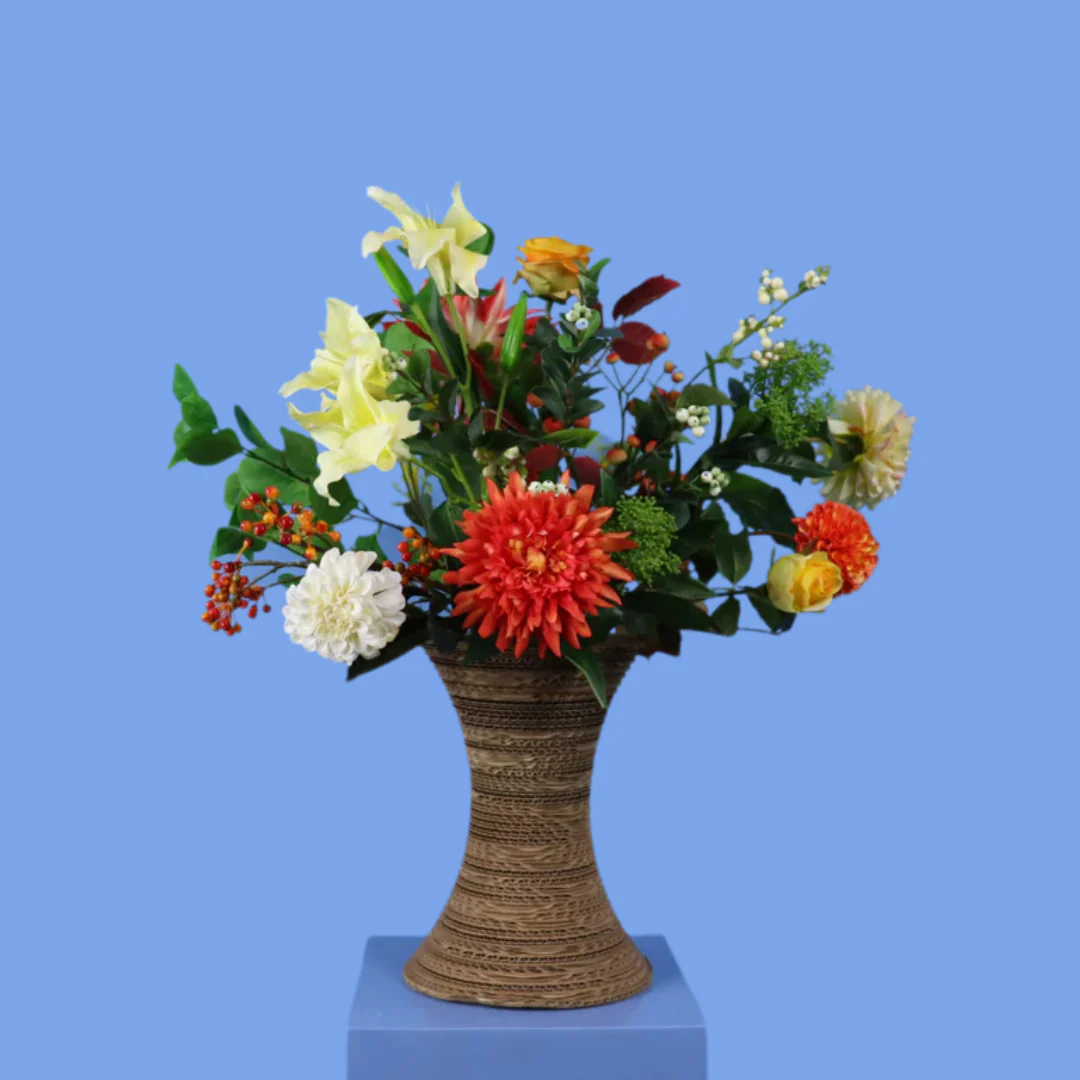 L – Josje | Kartent kartonnen vaas met kunstbloemen | Large