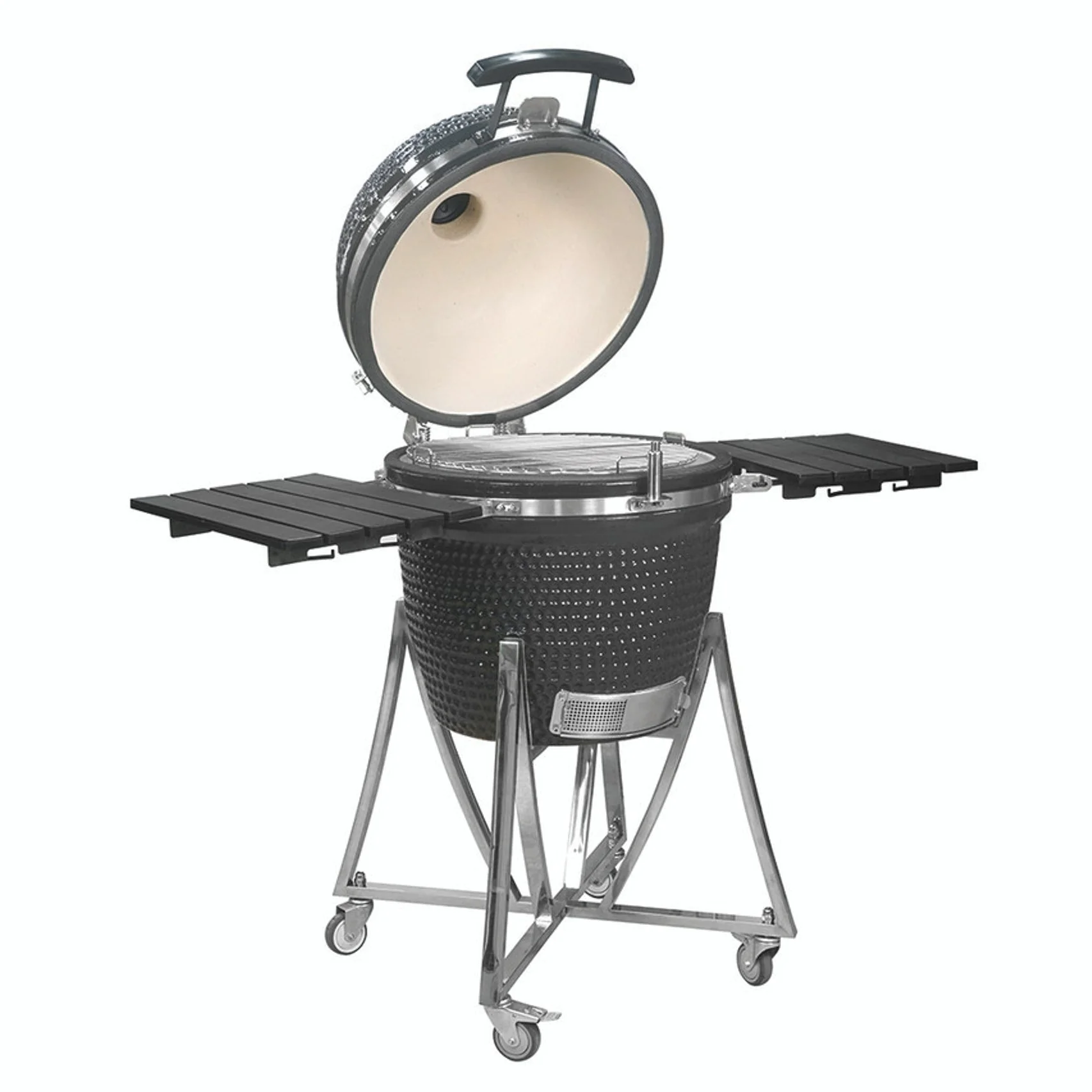 Landmann Kamado 22 inch Large Grijs – Keramische Houtskool BBQ met Trolley – MLS Pizzastenen – Ø48 cm