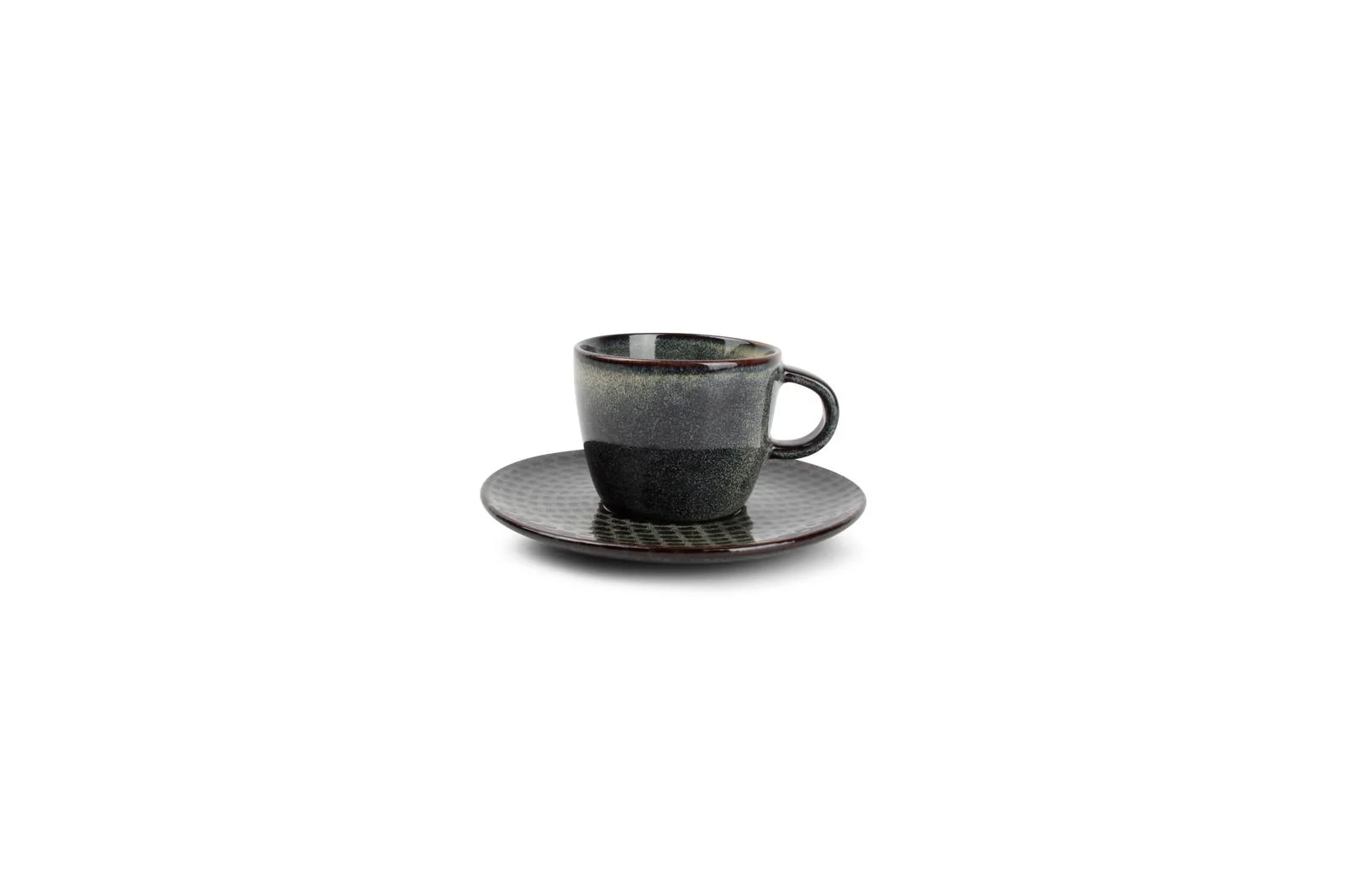 Mokkakop 9cl en schotel groen/blauw Stitch  – Set van 4