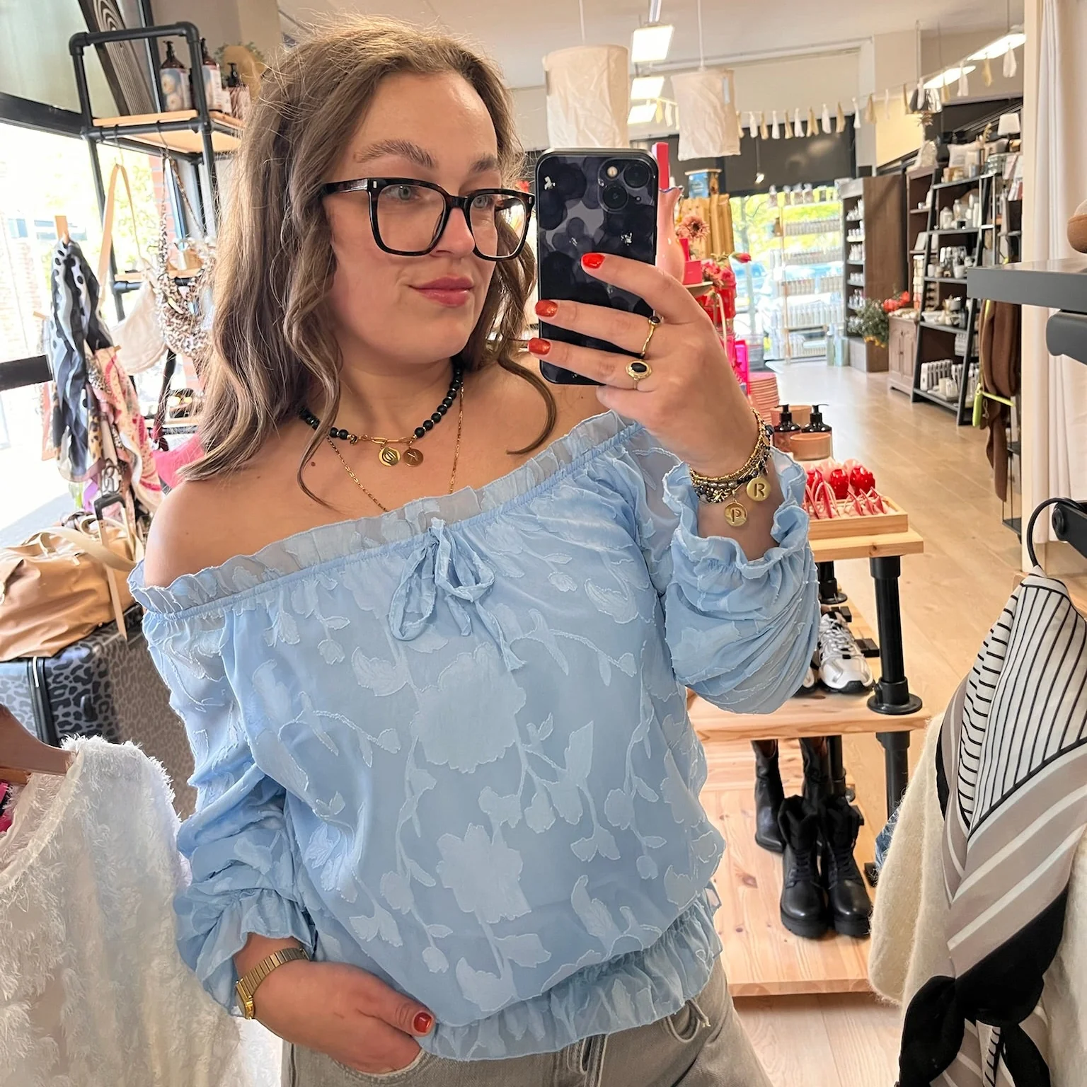 Naomi Off shoulder Sky blue Naomi Off shoulder Sky blue