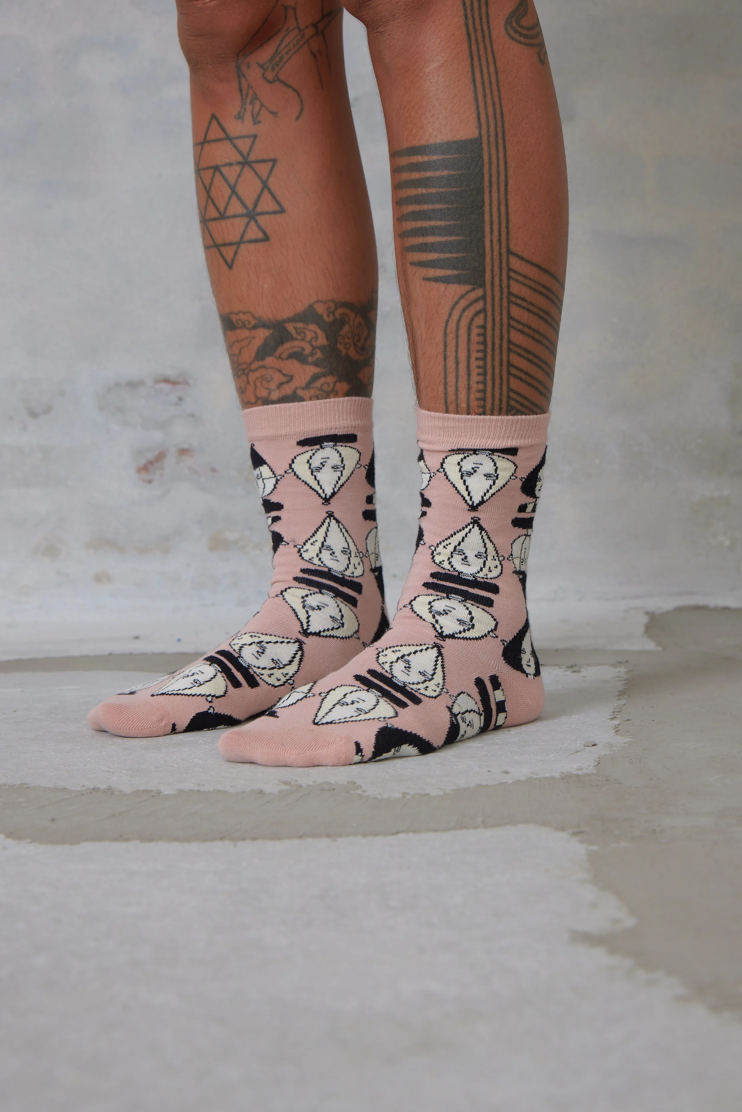 femme socks Onion head pink off white head femme socks Onion head pink off white head