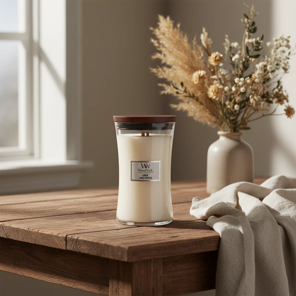 Woodwick | Large Candle | Linen Woodwick | Large Candle | Linen