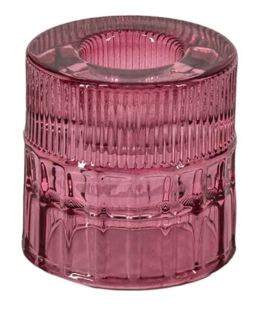 Glazen kaarsenstandaard – Roze