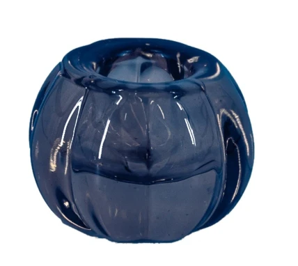 Glazen kaarsenstandaard bol – Blauw