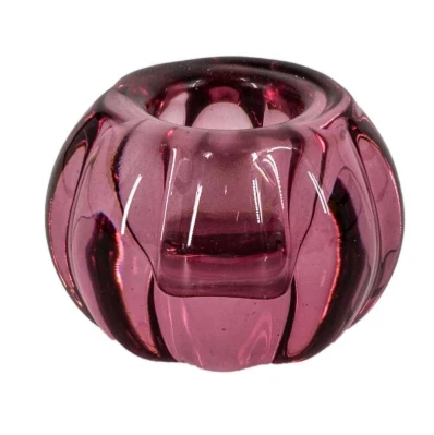 Glazen kaarsenstandaard bol – Roze
