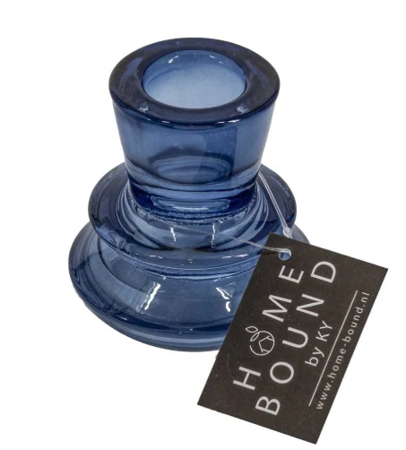 Glazen kaarsenstandaard – Blauw