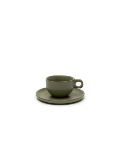Serax – Sergio Herman – CAPPUCCINOKOP + SCHOTEL CAMO GREEN  – Set van 4