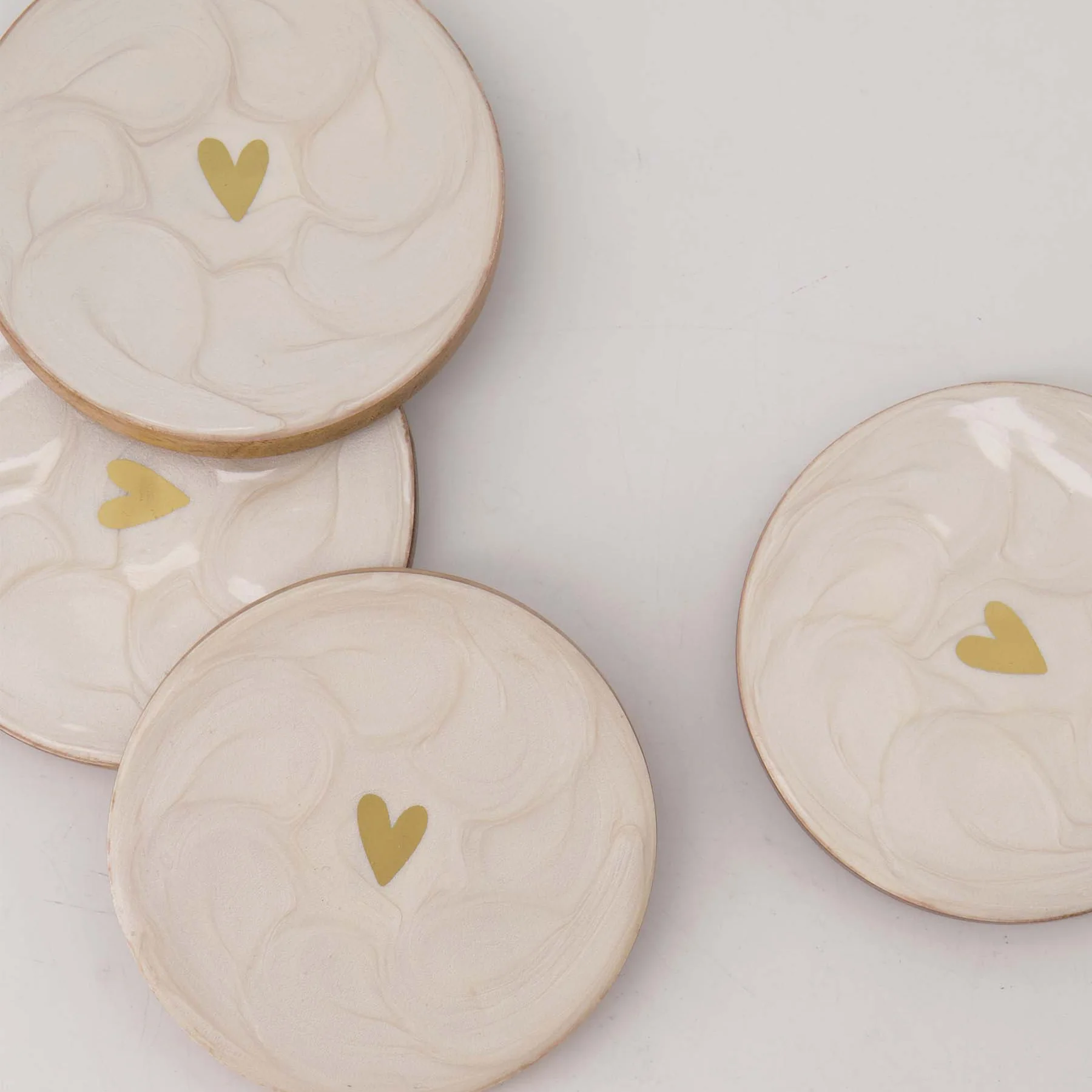 Set van 4 onderzetters Parelmoer Hartje