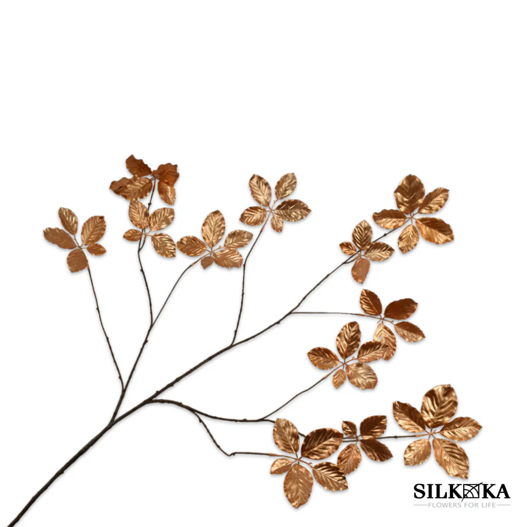 Bladtak goud kerst tak 132 cm Silk-ka
