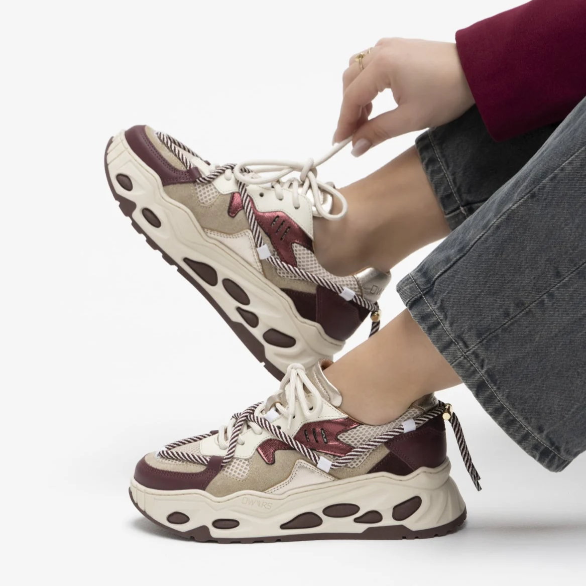 Sneaker Saturnus Metallic Bordeaux-Off White