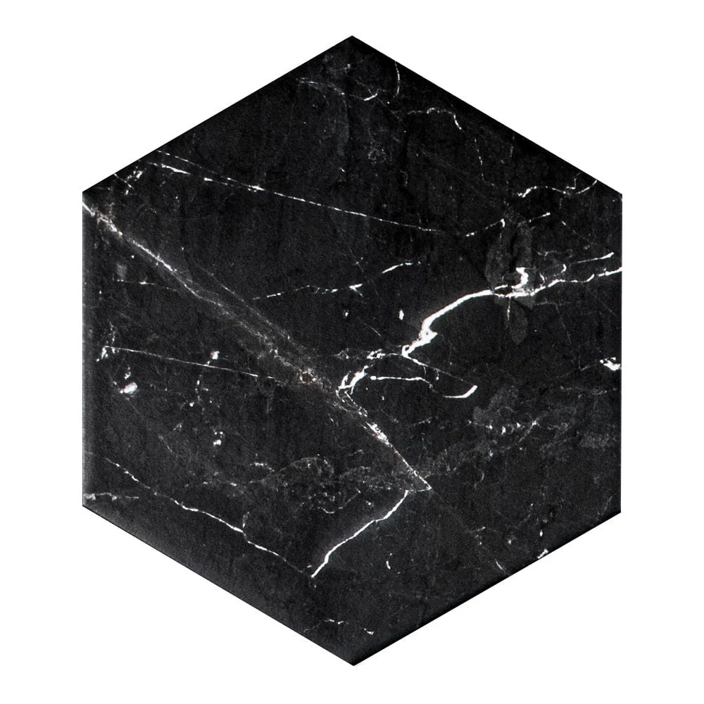 Vloertegel Stream Black Hexa 20×20 cm