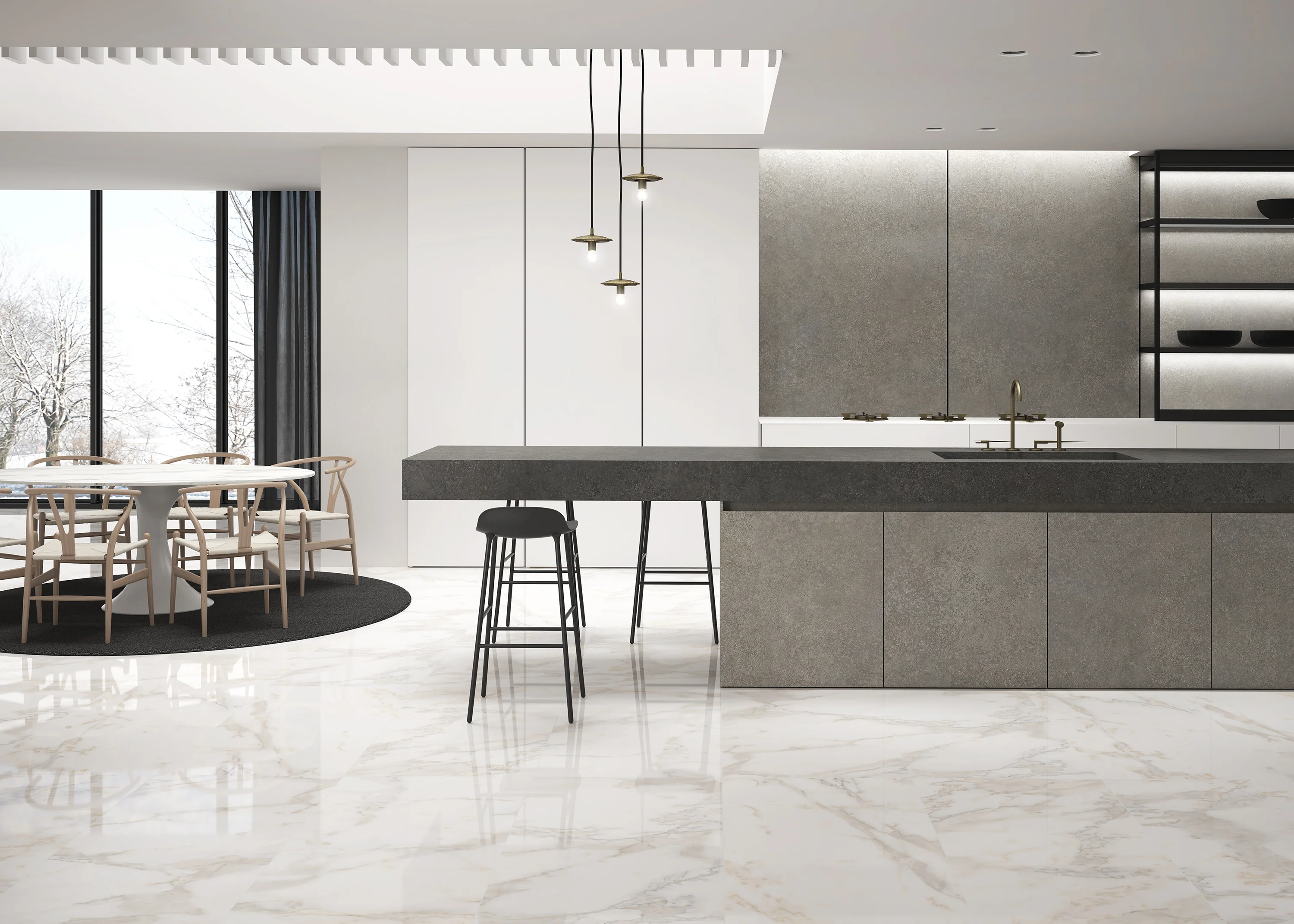Vloertegel Calacatta Gold 60x120 cm – Porselein Glans Gerectificeerd – Marmerlook Wit Goud - Afbeelding 3