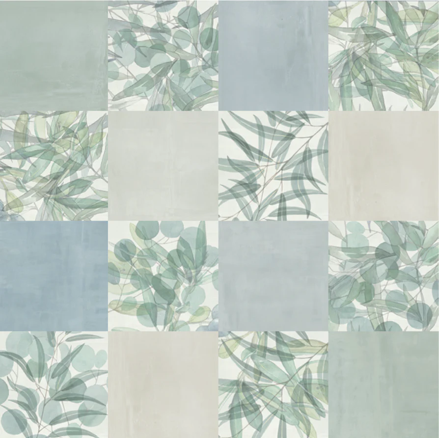 Wandtegel Flora Mix 20×20 cm Vierkant – Keramiek Mat – Decor Patroontegel groen