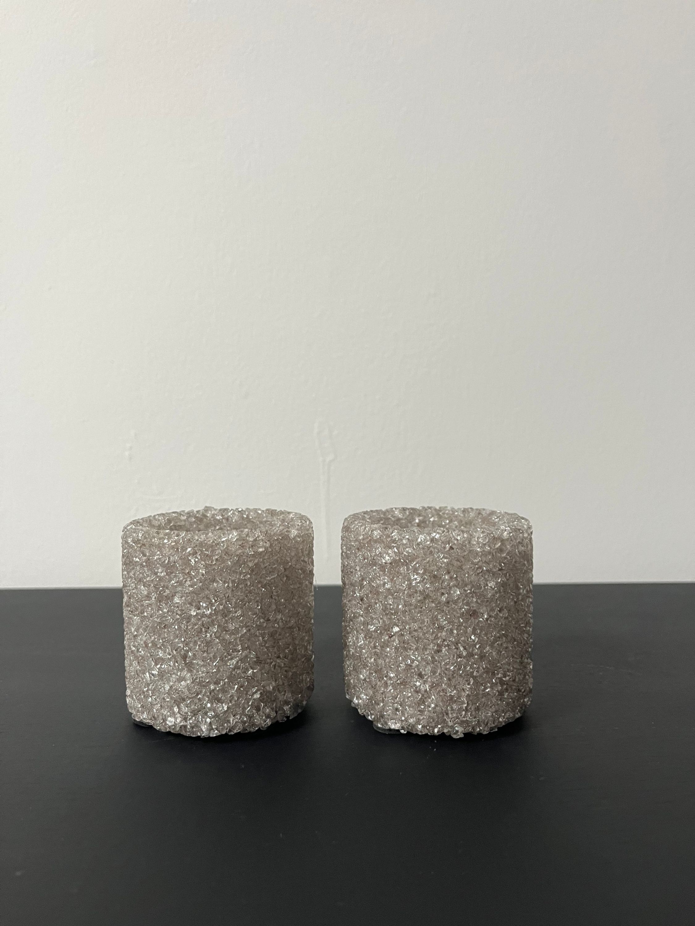 Theelicht glas grijs