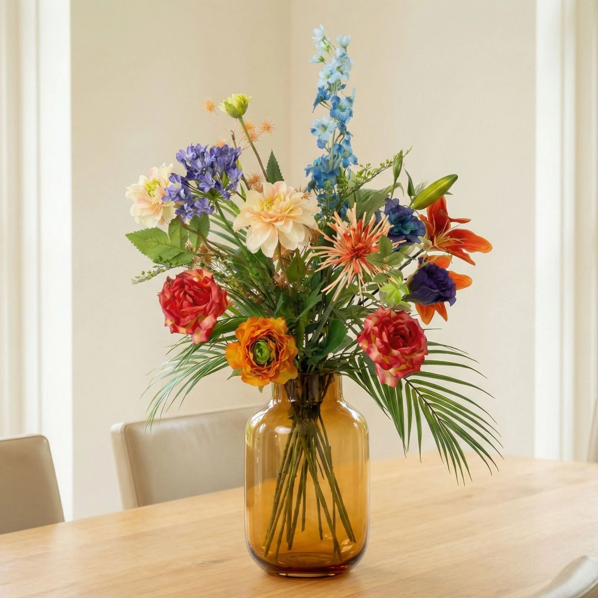 Kunstbloemen Boeket – Colorful Bloom Deluxe – Real Touch – 18 Stelen – ↑ 70 cm