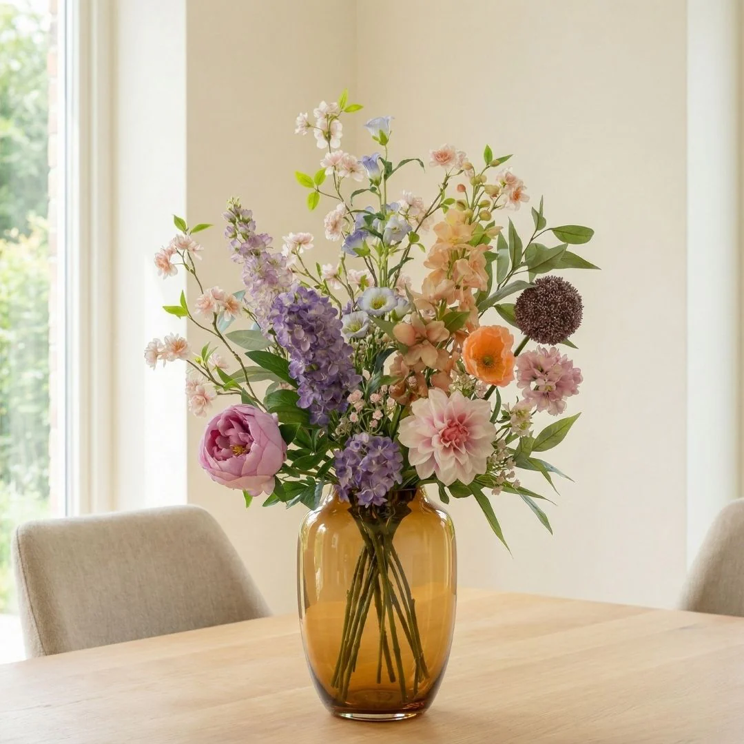 Kunstbloemen Boeket – Pastel Meadow Deluxe – Real Touch – 15 Stelen – ↑ 100 cm
