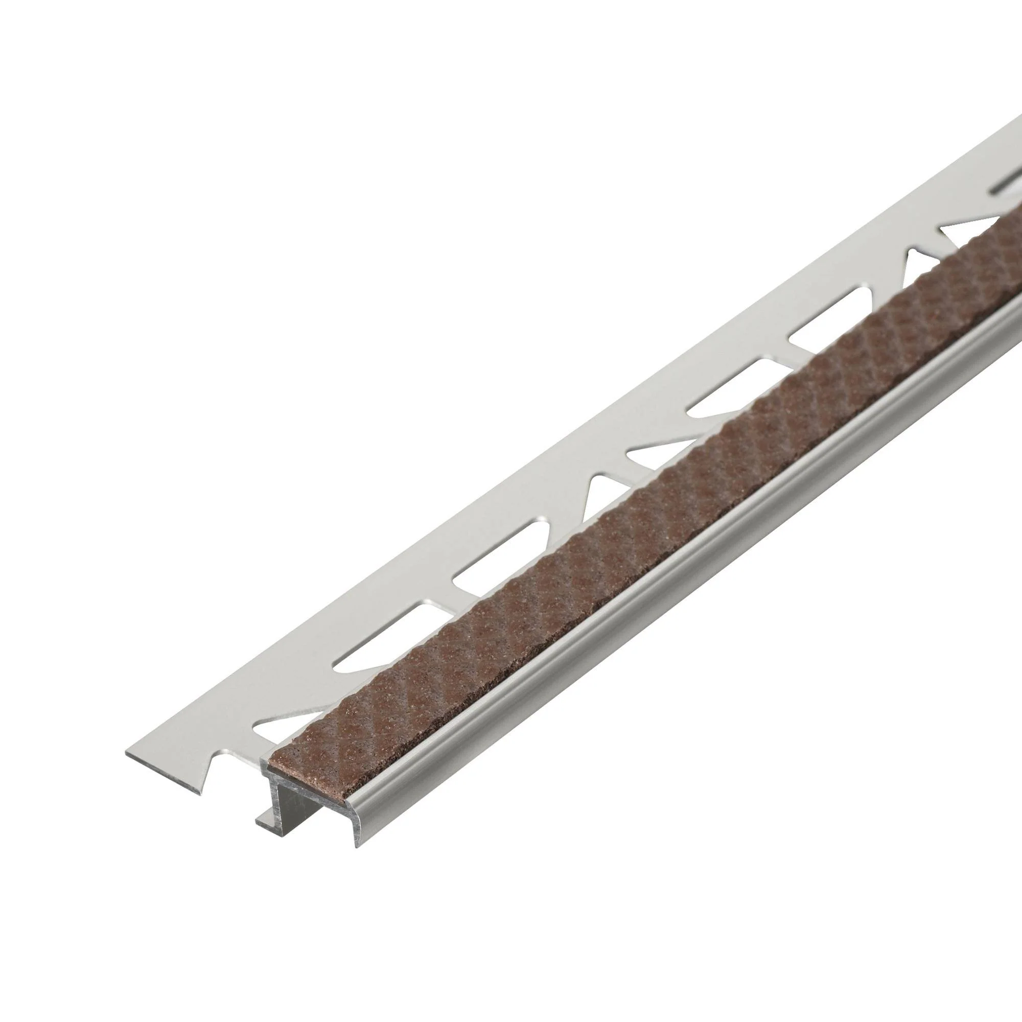 DURAL traptredeprofiel met inzetstuk 13 mm DIAMONDSTEP aluminium geanodiseerd rijkbruin 11mm 250cm DURAL traptredeprofiel met inzetstuk 13 mm DIAMONDSTEP aluminium geanodiseerd rijkbruin 11mm 250cm