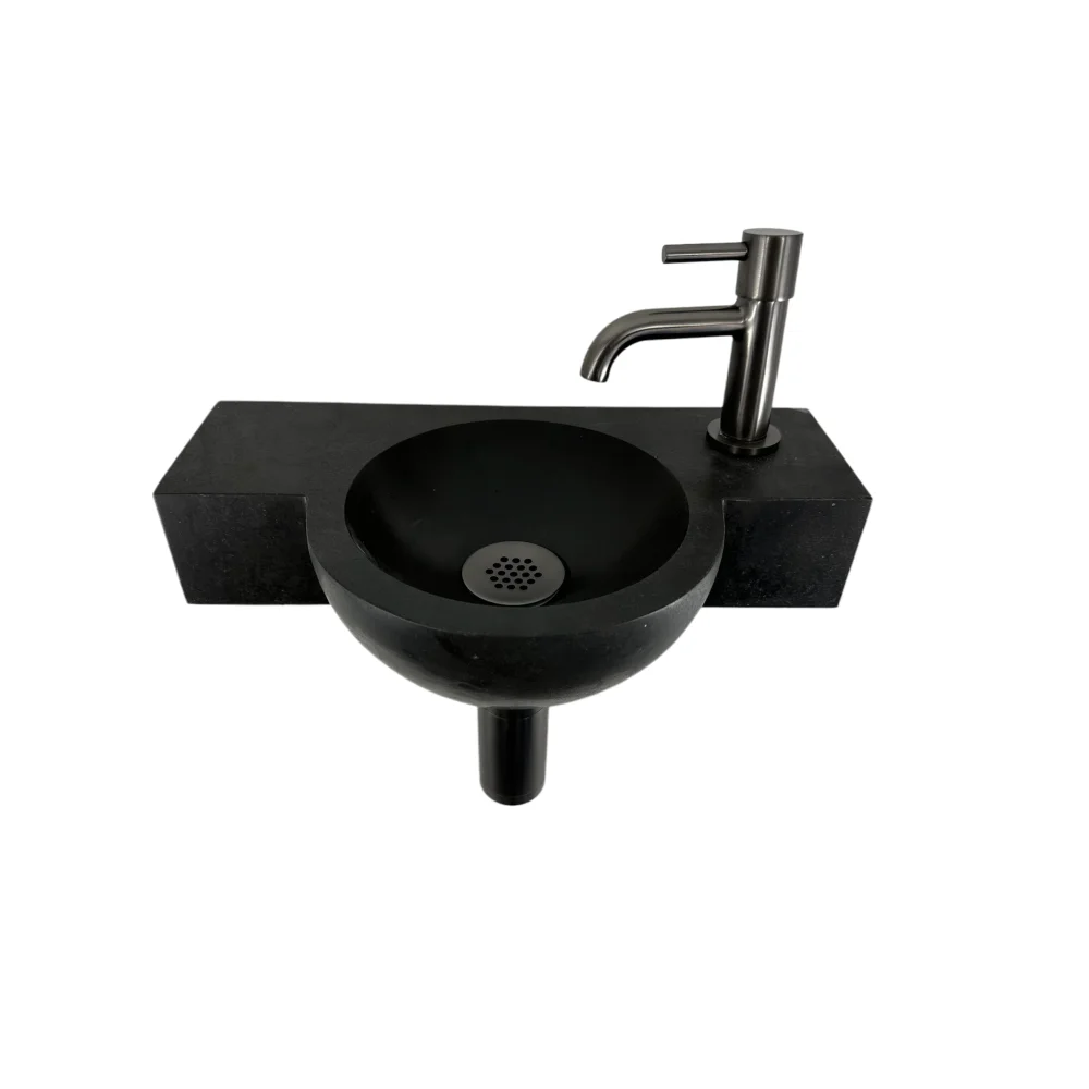 Fonteinset Fynn Hardsteen Kraan Rechts Gunmetal Kraan