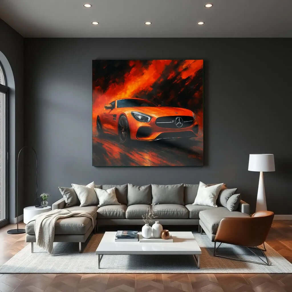 Glas Schilderij AMG GT A Burst of Color - Afbeelding 2