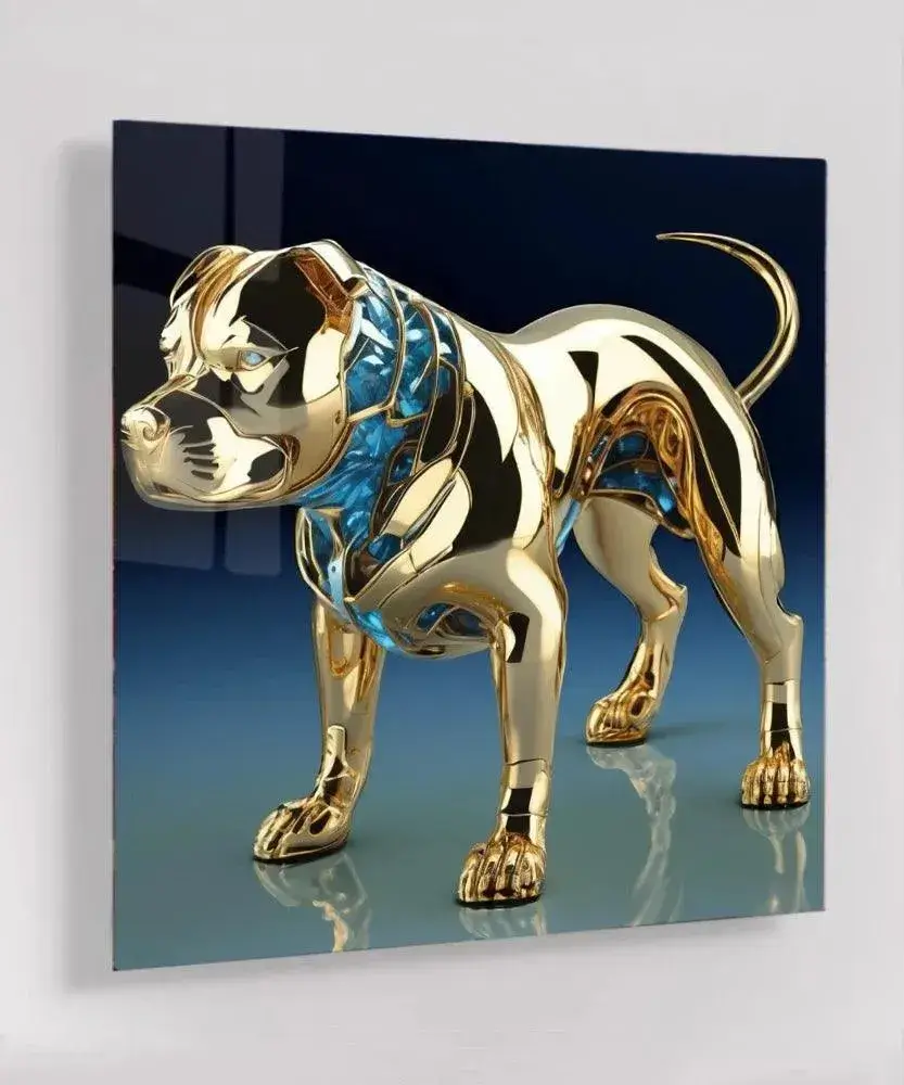 Glas Schilderij 24K Bulldog