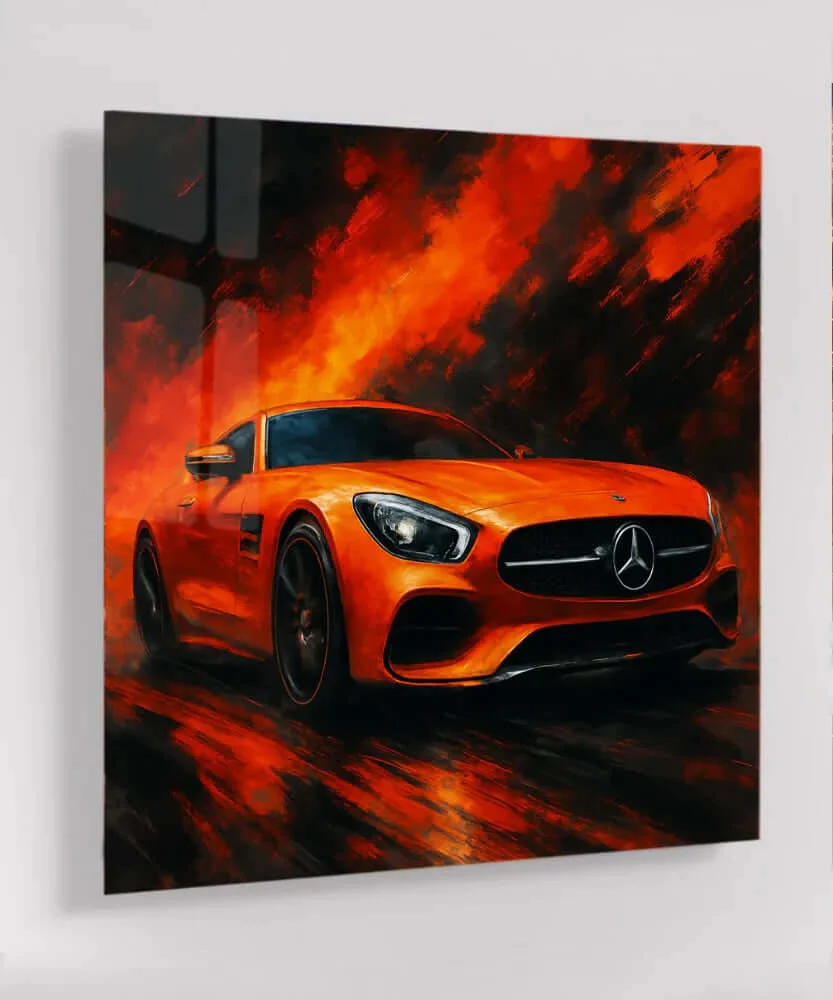 Glas Schilderij AMG GT A Burst of Color