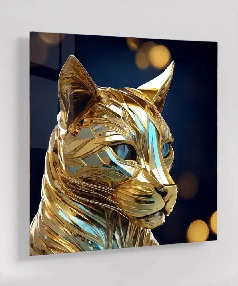 Glas Schilderij Aurum Feline