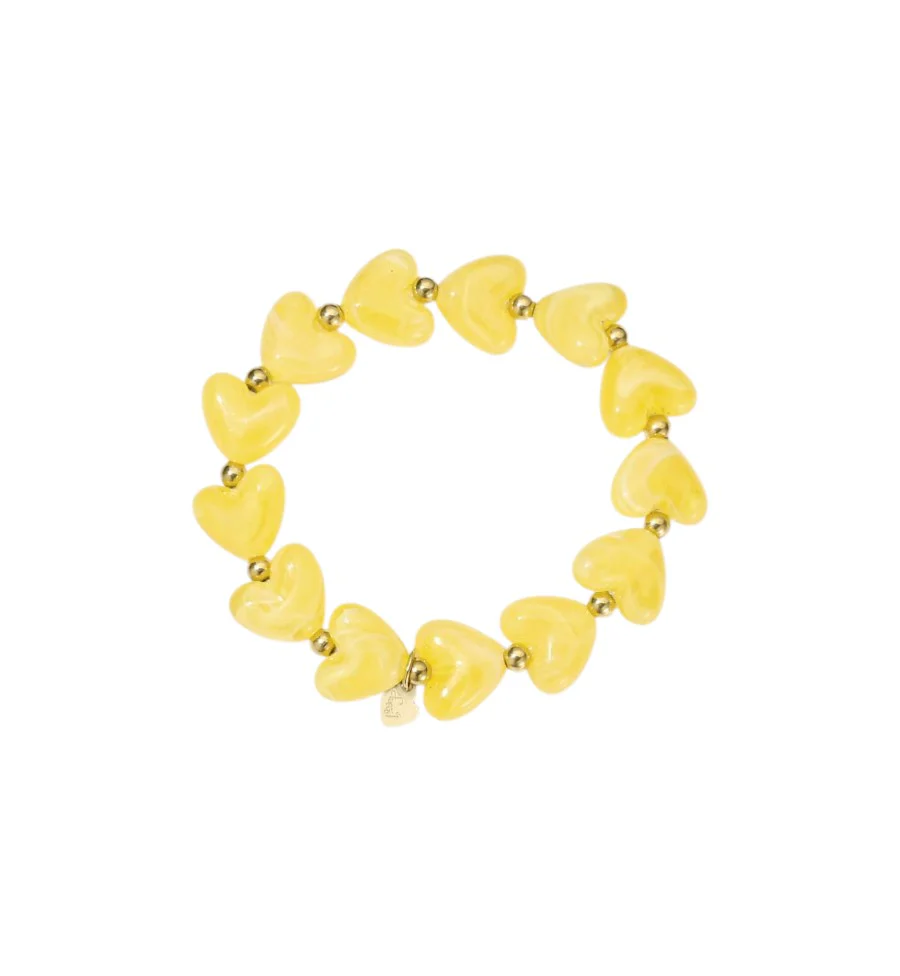 Hartjes kralen armband – Geel