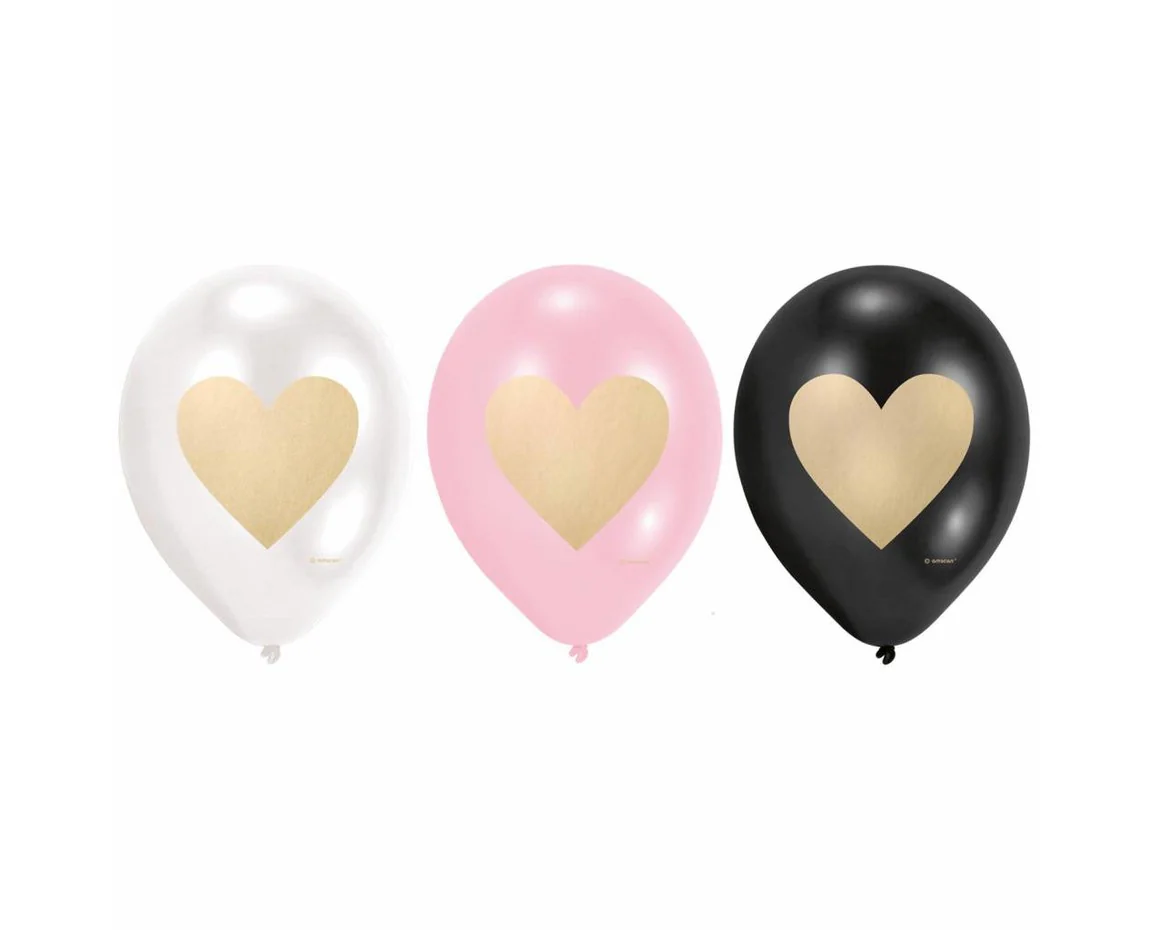 Hartjes Ballonnen Goud 23cm 6 stuks