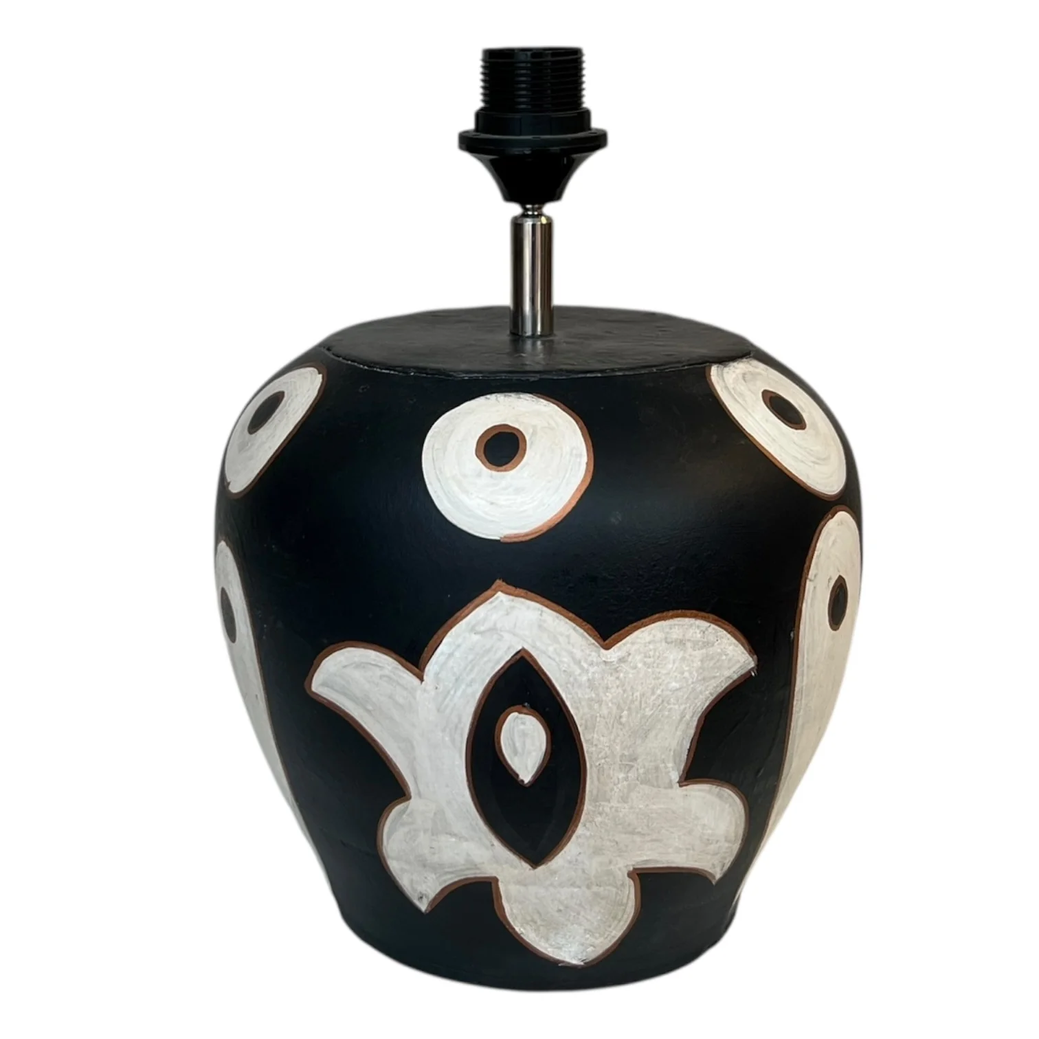 Lampenvoet Afrikaanse pot zwart/wit/bruin Lampenvoet Afrikaanse pot zwart/wit/bruin