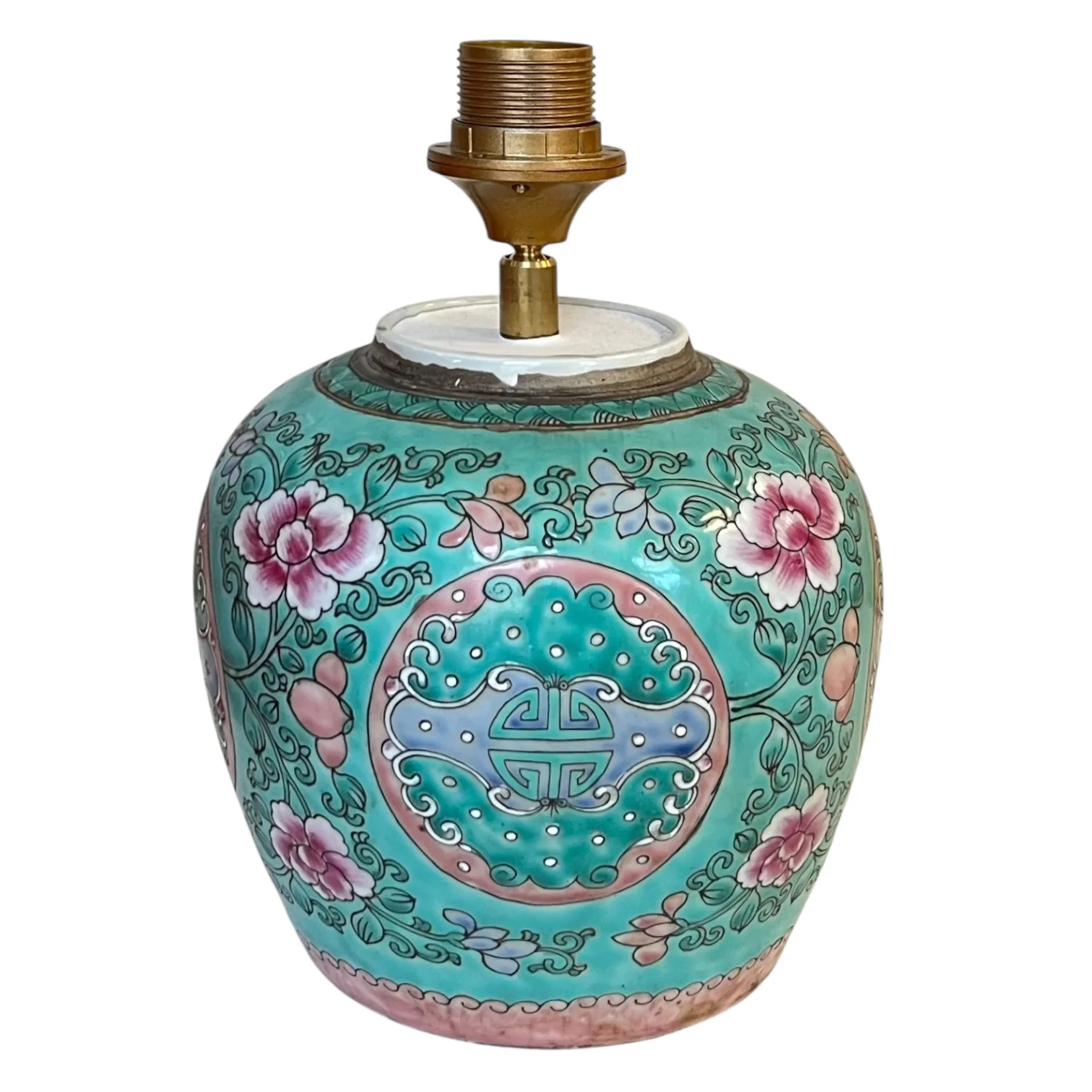 Lampenvoet gemberpot turquoise bloem Lampenvoet gemberpot turquoise bloem