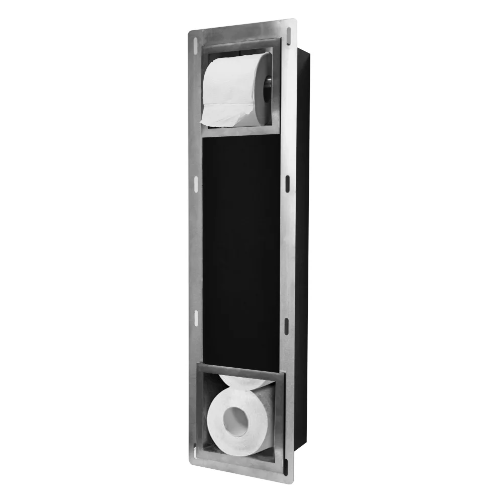 Inbouw toiletrol- & reservehouder RVS zilver by L’Aqua®