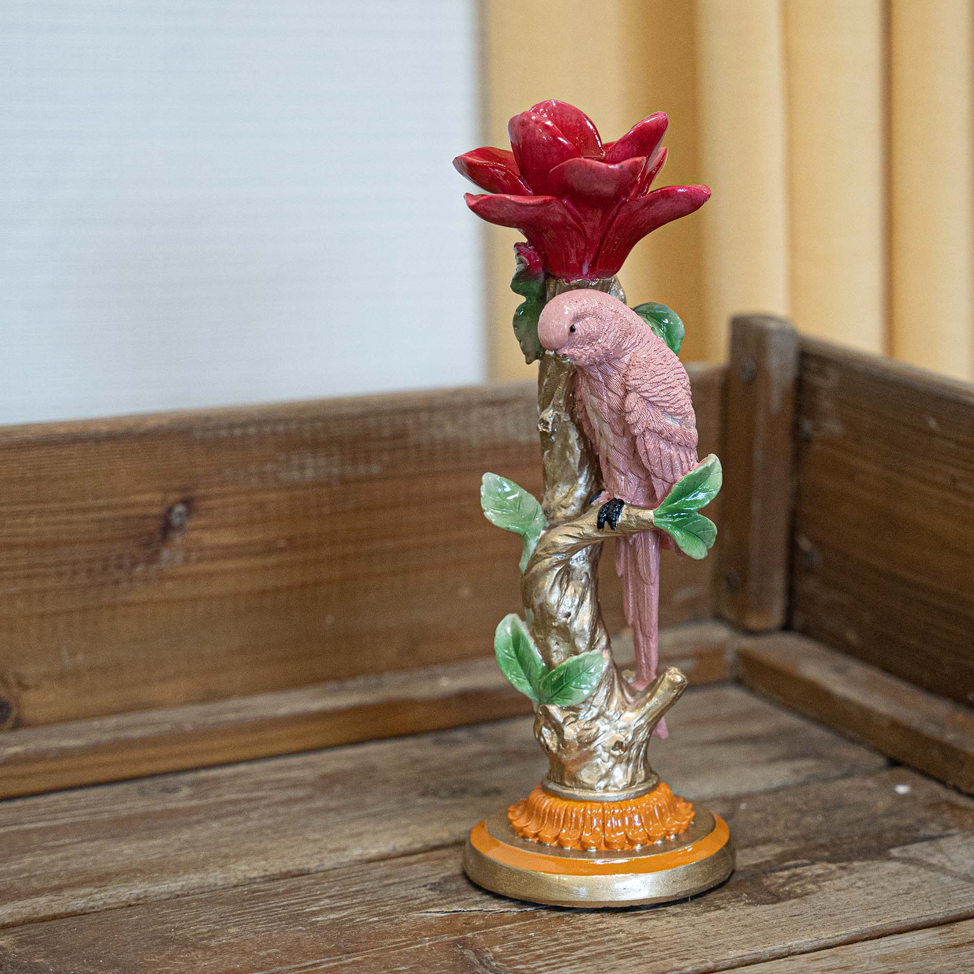Kandelaar – Roze Papegaai ↑ 26 cm