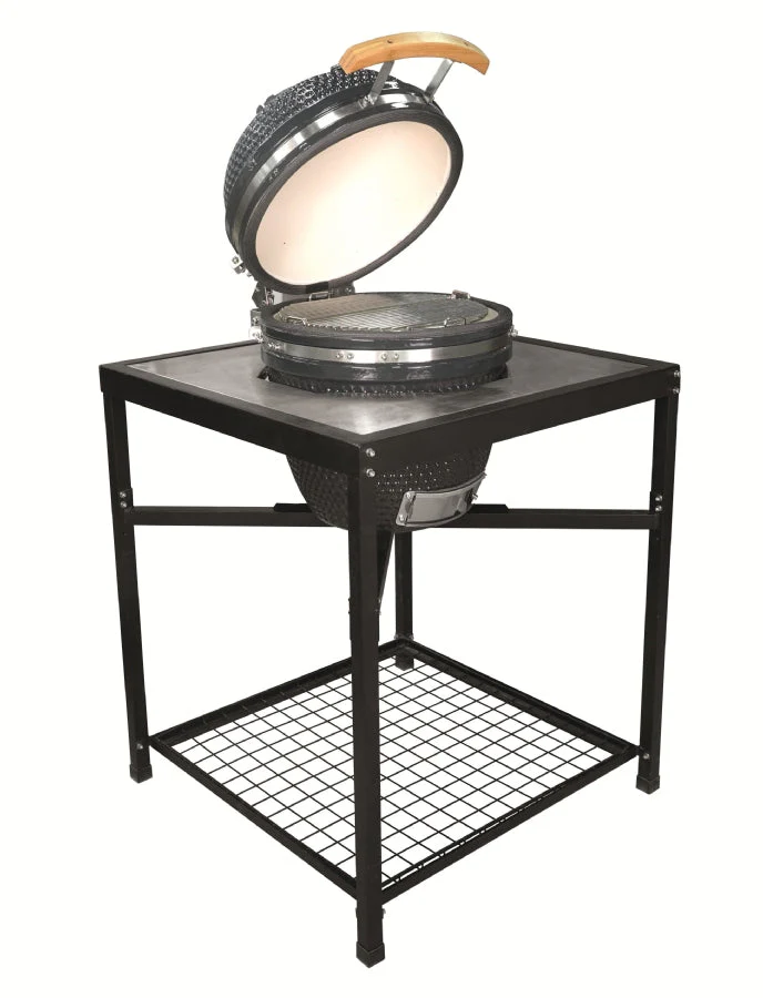 Landmann Kamado 18 inch met Tafel Grijs – Keramische Houtskool BBQ – MLS Pizzastenen – Ø38,3 cm