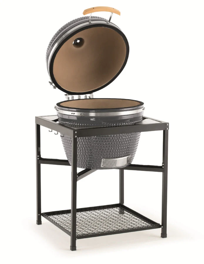 Landmann Kamado 26 inch XXL met Tafel Grijs – Keramische Houtskool BBQ – MLS Pizzastenen – Ø57 cm