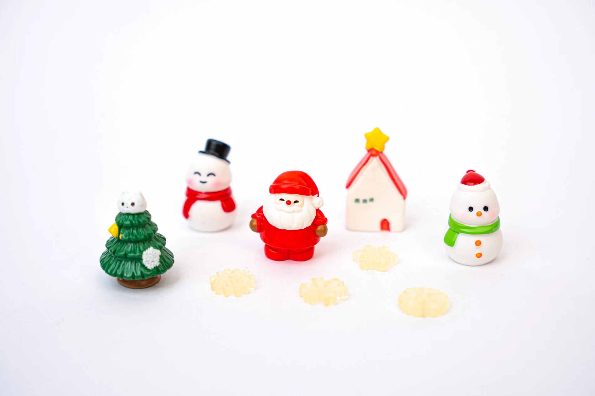 The Jolly Set – Decoratieve miniatuur kerstfiguren – 9 stuks – ↑ 1-3 cm