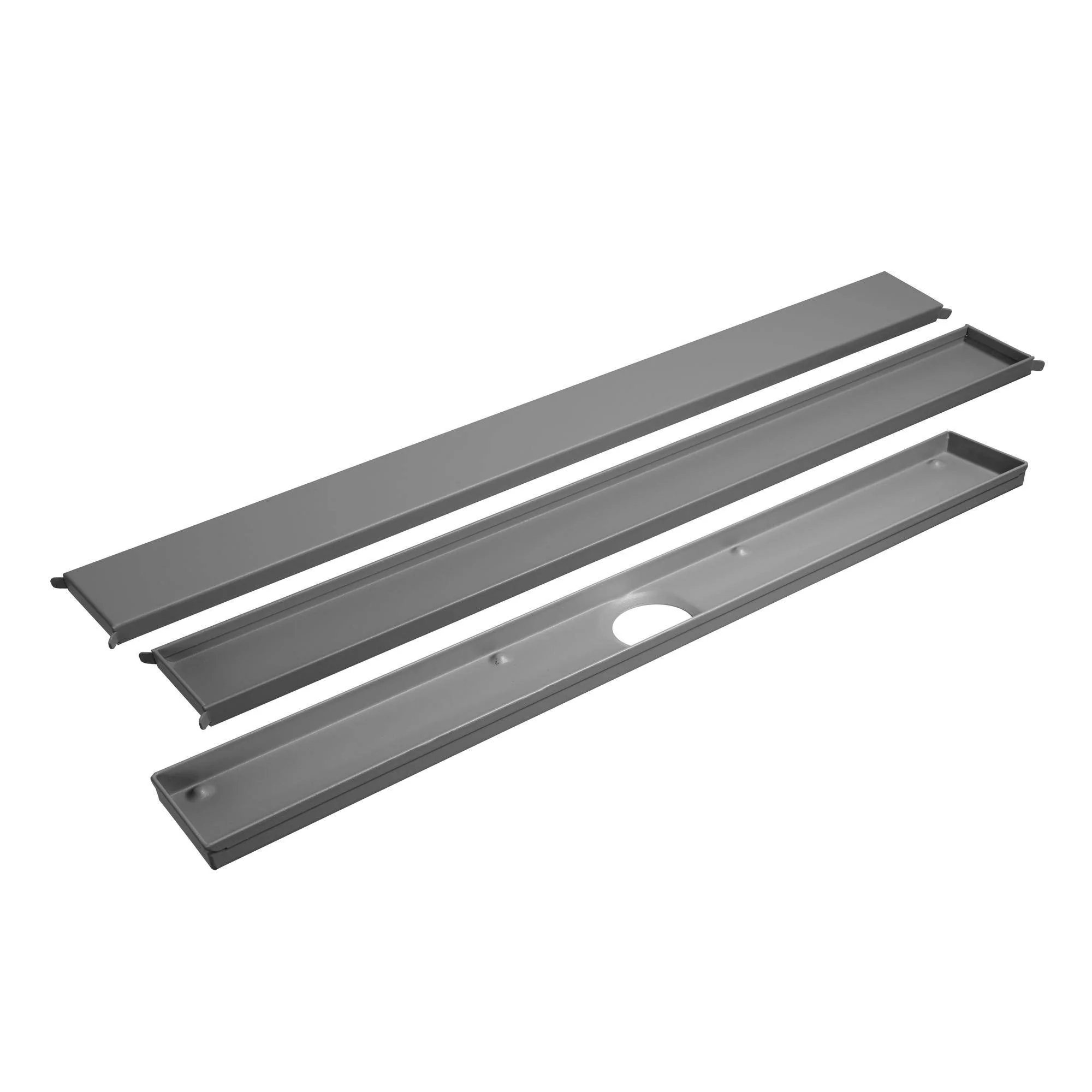 DURAL afvoergoot dubbelzijdig MYVARIO-LINE RVS (V2A/304) structuur gecoat betongrijs RAL 0006500 80cm DURAL afvoergoot dubbelzijdig MYVARIO-LINE RVS (V2A/304) structuur gecoat betongrijs RAL 0006500 80cm