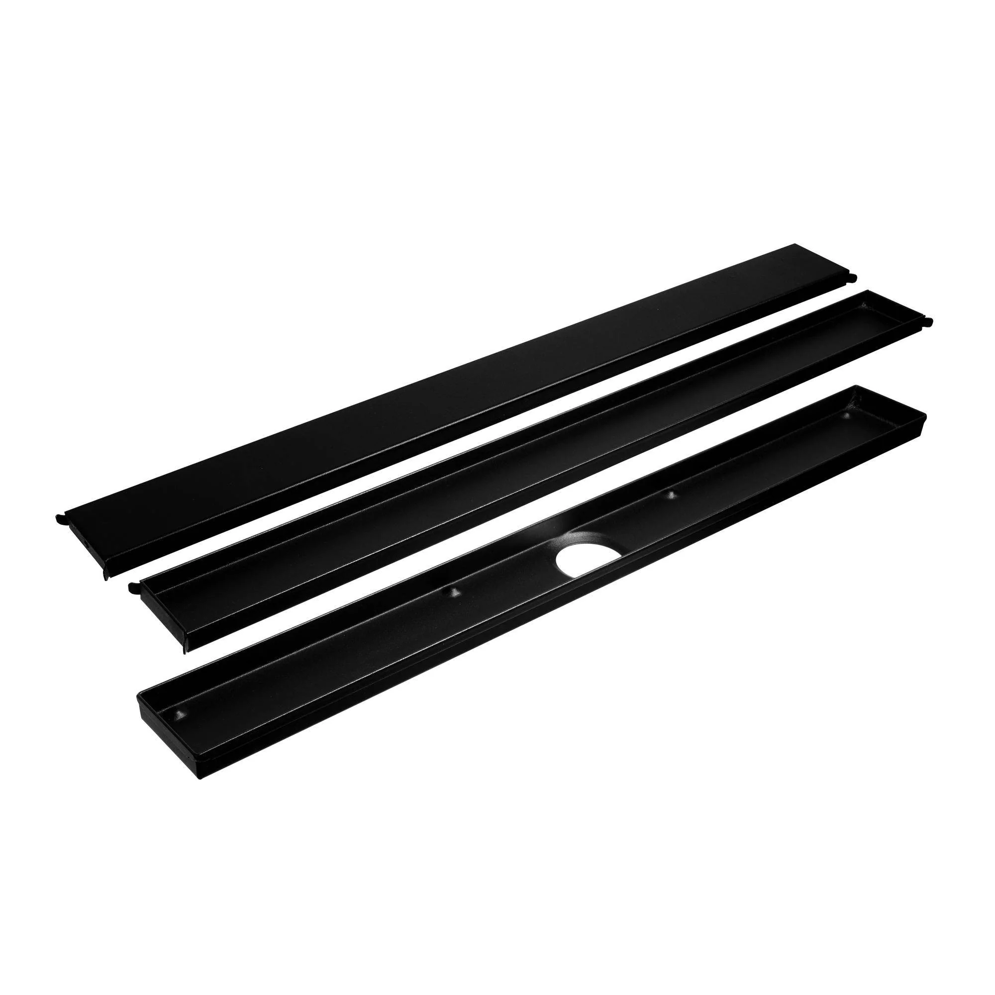 DURAL afvoergoot dubbelzijdig MYVARIO-LINE RVS (V2A/304) mat zwart RAL 9011 structuur gecoat 60cm DURAL afvoergoot dubbelzijdig MYVARIO-LINE RVS (V2A/304) mat zwart RAL 9011 structuur gecoat 60cm