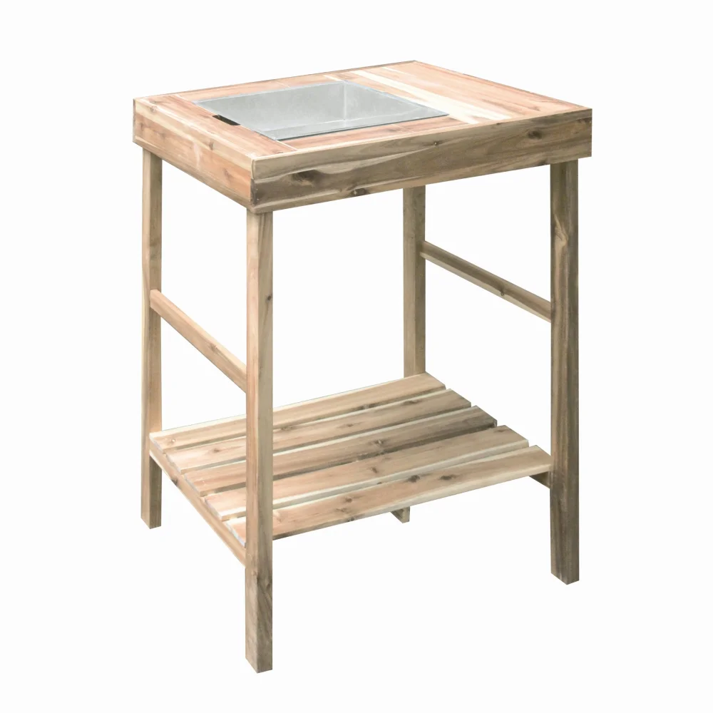 Oppottafel met zinken bak Lignum Acacia Naturel 80 x 70 cm