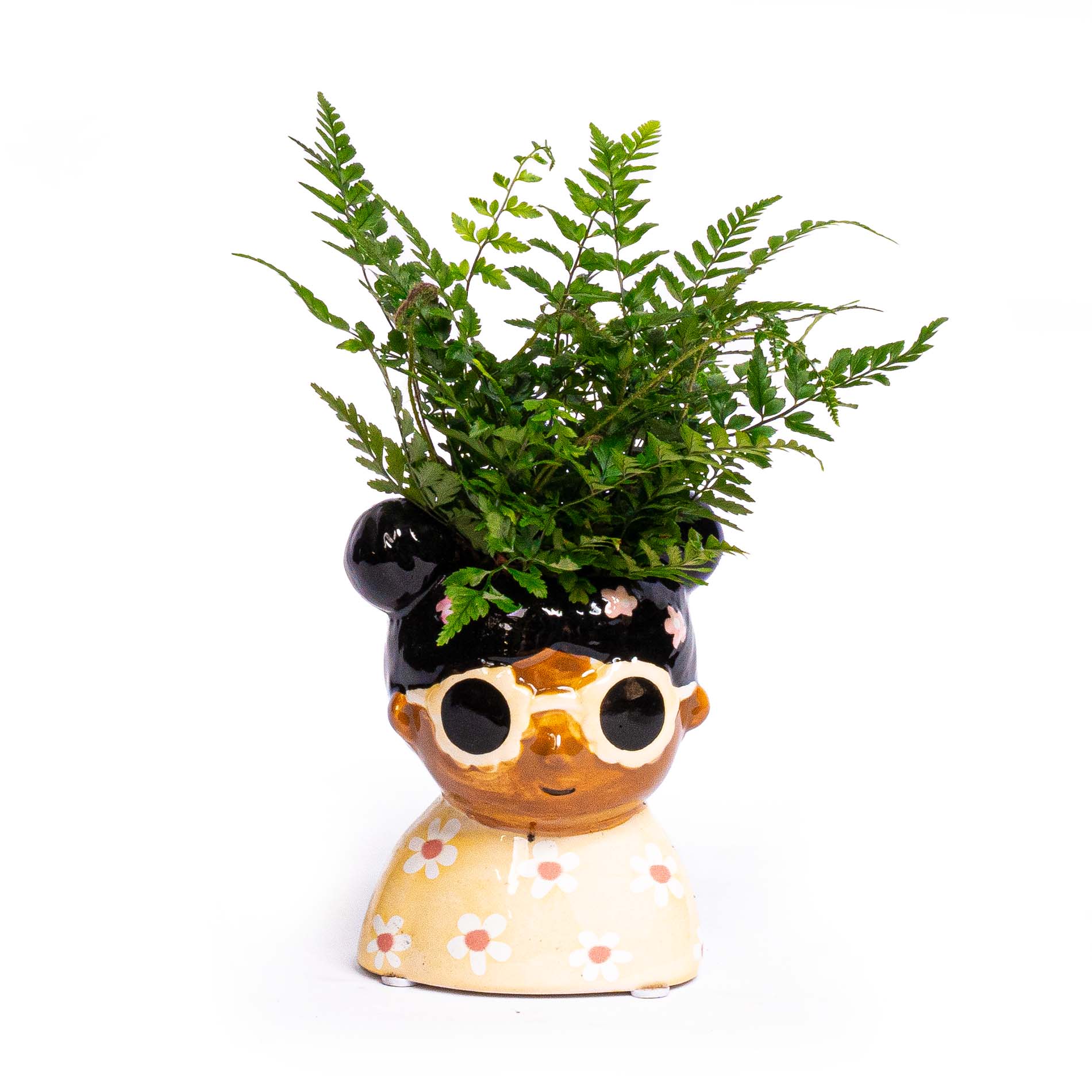 Mini bloempot gezicht – Jessica – Meerkleurig ↑ 10,5 cm