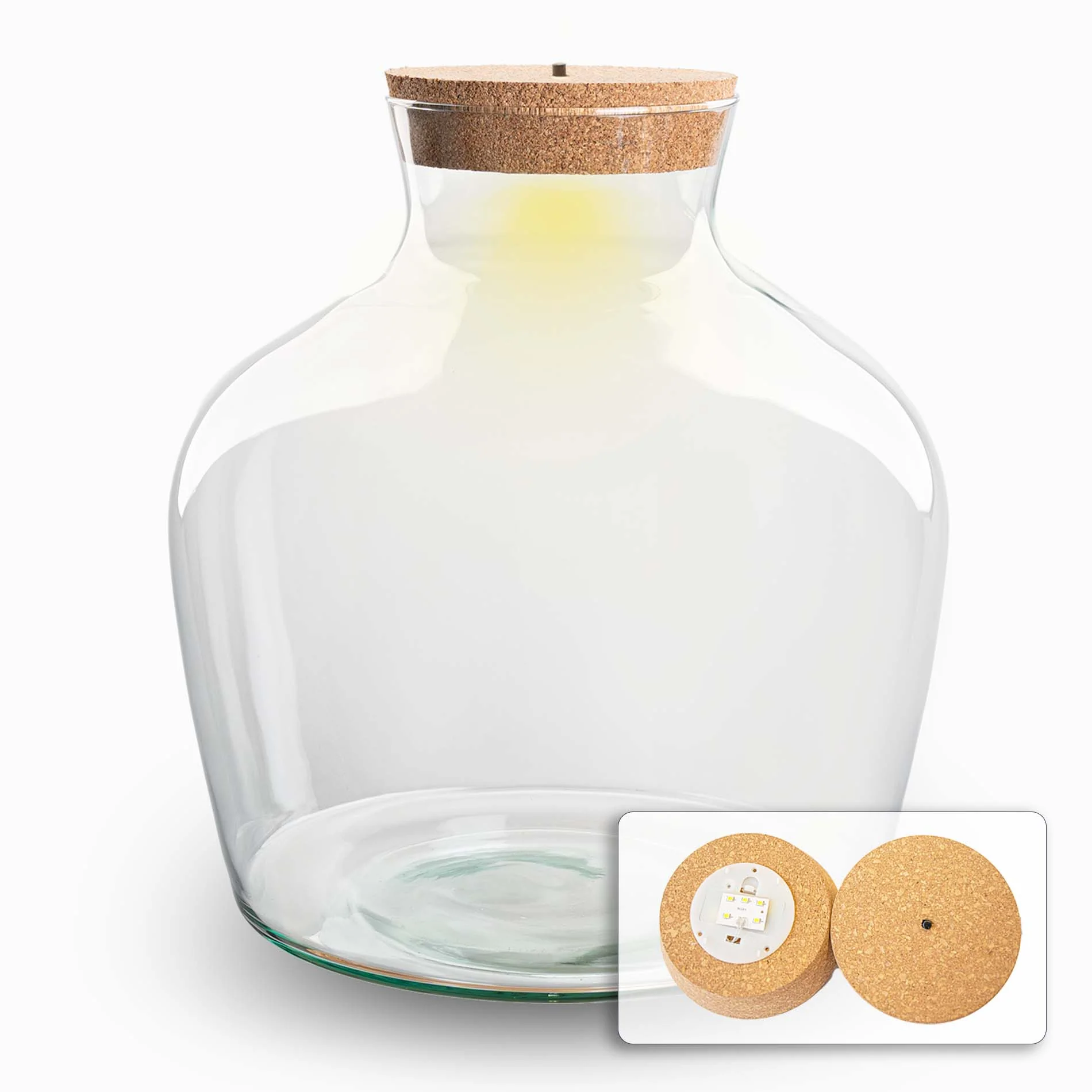 Terrarium fles ‘Fat Joe’ – Incl. LED-kurk – Gesloten terrarium Ø 29 cm ↑ 30 cm