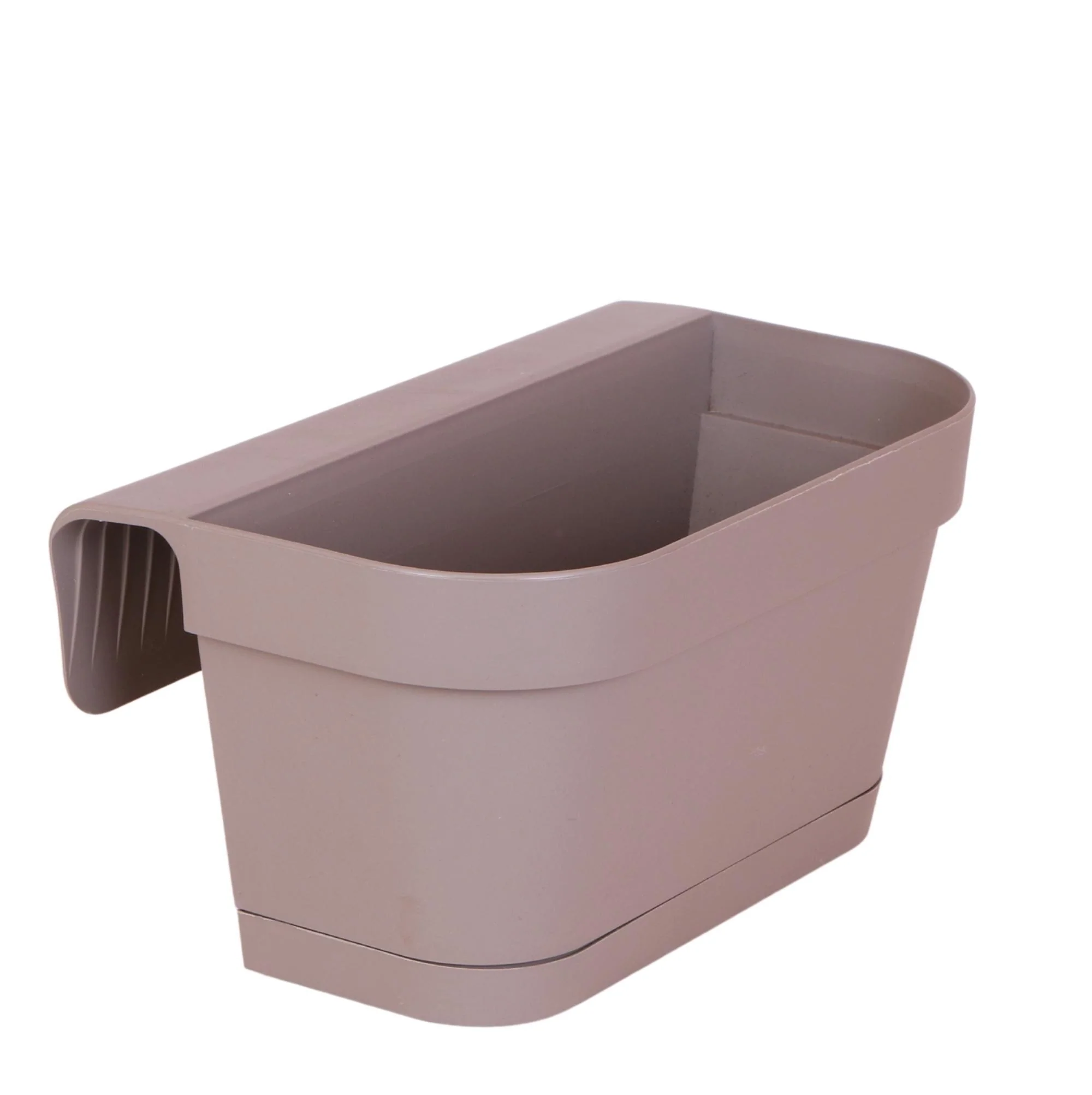 Kolibri Home | Kunststof Balkonbak taupe met ophangsysteem – 23 x 36 x 19 cm
