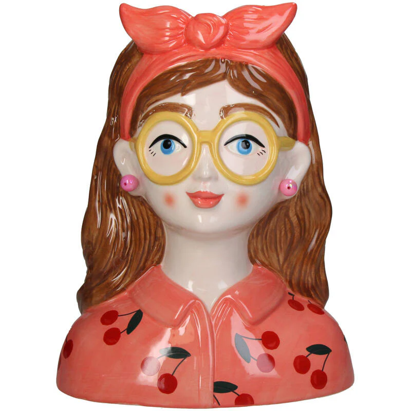 Vaas Fashion Lady ‘Jessie’ 27 cm – Met Bril en Haarband Vaas Fashion Lady ‘Jessie’ 27 cm – Met Bril en Haarband