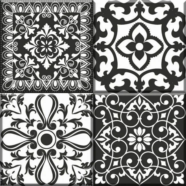 Wandtegel Notte White | Black 30×30 cm